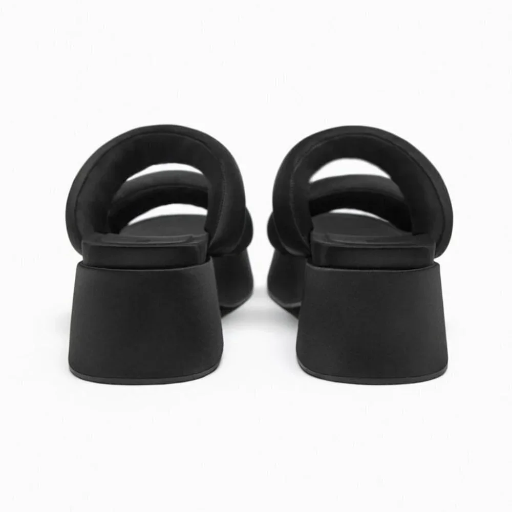 ZARA PADDED STRAP FLATFORM SANDALS BLACK SIZE 8 | 1344/110 - Picture 4 of 14
